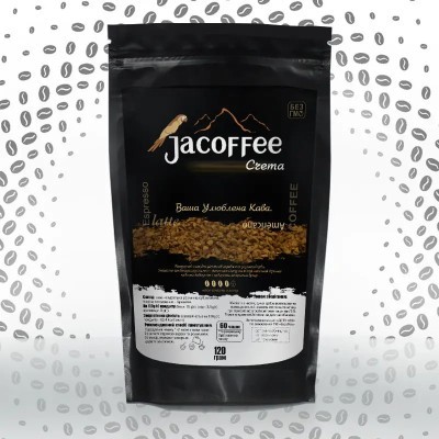 Фасованный растворимый кофе • Кофе растворимый сублимированный Jacoffee Crema, 120г
