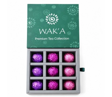 Набір в'язаних чаїв Waka з ароматами, 9кульок, подарункова упаковка