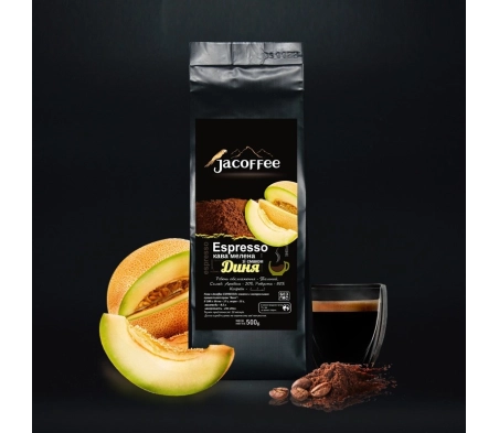 Кофе молотый Jacoffee Espresso с ароматом Дыня, 500 г Кофе молотый Jacoffee Espresso с ароматом Дыня, 500 г