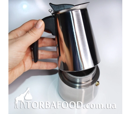 Кофеварка гейзерная из нержавеющей стали 350мл Кофеварка гейзерная из нержавеющей стали 350мл