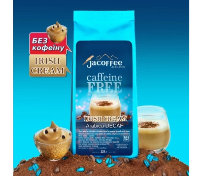 Кофе молотый Jacoffee Arabica без кофеина со вкусом Ирландский крем, 225г