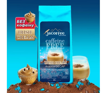Кофе молотый Jacoffee Arabica без кофеина со вкусом Ирландский крем, 225г Кофе молотый Jacoffee Arabica без кофеина со вкусом Ирландский крем, 225г