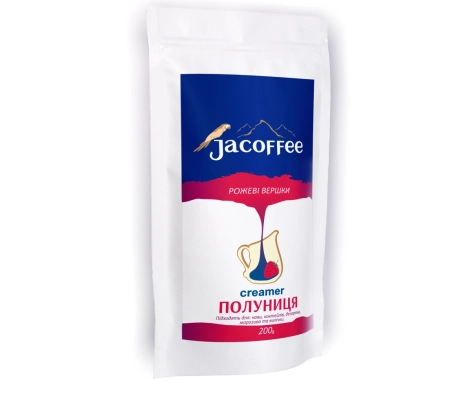 Вершки сухі рожеві Jacoffee Полуниця 32%, 200 г Вершки сухі рожеві Jacoffee Полуниця 32%, 200 г