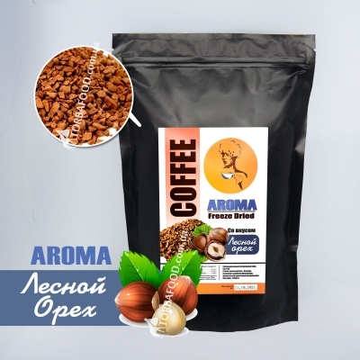 Ароматизированный растворимый кофе • Со вкусами • Кофе сублимированный, лесной орех, 500 г