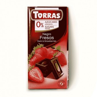 Шоколад Torras черный с клубникой, 75г