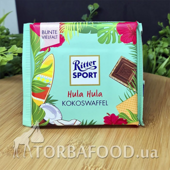 Шоколад молочный Ritter Sport, кокос и вафля, 100г