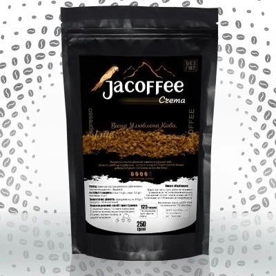 Фасованный растворимый кофе • Кофе растворимый сублимированный Jacoffee Crema, 250г
