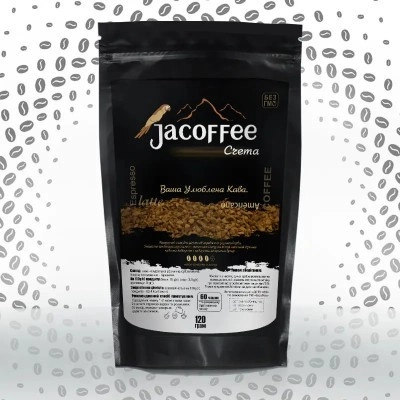 Фасованный растворимый кофе • Кофе растворимый сублимированный Jacoffee Crema, 120г