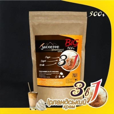 Растворимый кофе 3 в 1 • Кофе 3в1 Ирландский крем Jacoffee, 500г